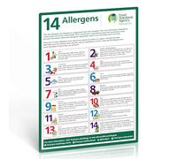 14 Food Allergens Poster 1 Pack - A4 Self-Adhesive Vinyl Sign (297x210mm), Waterproof Oil-Resistant UV Printed, FSA Compliant Allergy Awareness Notice for Kitchens, Restaurants & Takeaways