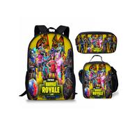 (14) Fortnite Game School Bag Backpack Lunch Bag Pencil Case 3PCS