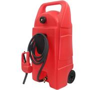 14 Gallon Gas Caddy with Wheels,Fuel Caddy,Hand Pump and 10-Foot Hose, Powered Portable Fuel Tank for Automobiles, Lawnmowers, ATVs Tractors, and Boats