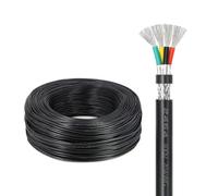 14 Gauge 4 Conductor Shielded Wire 14AWG PVC Tinned Copper Signal Cable | 41 Strands Tinned Copper, Double Shielding Resists EMI. Flame-retardant PVC For Solar Panel, LED Wiring(50ft)