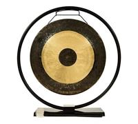 14" Gongs on the Au Courant Gong Stand - Includes Bronze Gong, Metal Gong Stand & Mallet/Traditional Meets Modern/Perfect for Office & Home Decor, Feng Shui