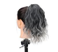 14" Highlight Ponytail Extension, Short Claw Clip on Ponytails,Wavy Curly Hair Extensions Synthetic Hairpiece Hair Extension for Daily Use(1B0906)