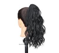 14" Highlight Ponytail Extension, Short Claw Clip on Ponytails,Wavy Curly Hair Extensions Synthetic Hairpiece Hair Extension for Daily Use(1B)