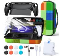 14 in 1 Accessories Bundle for PlayStation Portal, Carrying Case for PS Portal, Magnetic Charger Dock with Silicone Case for PS5 Portal, with 2 Screen Protectors, Wired Earphones, 8 Thumb Grips-Green