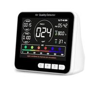 14 in 1 Air Quality Monitor Indoor with Beep Alarm, 6 AQI Air Quality Detector with PM1.0|PM2.5|PM10|HCHO|TVOC|AQI|Temperature|Humidity|Time for Home, Hotel, Office, Car, Battery Powered Air Monitor