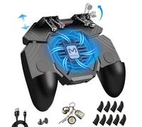 14 in 1 Cell Phone Game Controller w/Cooling Fan & 40000mAh Power Bank, Mobile Game L2R2 Triggers Gamepad for PUBG/Fortnite/Call of Duty for 4.7-6.5" Android iOS Phone