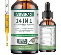 14 in 1 Lutein and Zeaxanthin Supplement - 30 Days Month Supply with Meso Zeaxanthin, Bilberry Extract, Vitamins C, E & Zinc, 60ml - Eye Supplement for Vision Health - Eye Vitamins