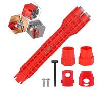 14-in-1 Multi-functional Wrench Faucet Sink Installer Tool for Toilet, Sink, Bathroom, Kitchen Plumbing Installation and Repairs - Red Plumbers Wrench