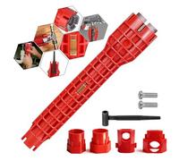 14-in-1 Multi-functional Wrench Faucet Sink Installer Tool for Toilet, Sink, Bathroom, Kitchen Plumbing Installation and Repairs - Red Plumbers Wrench