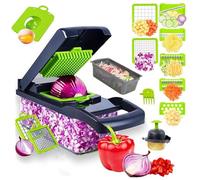 14-in-1 Vegetable Chopper Vegetable Cutter Vegetable Slicer, Veggie Onion Potato Salad Food Chopper Manual-Veg Chopper and Dicer/Julienne, Interchangeable Blades Grater Kitchen Tools & Gadgets