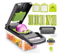 14-in-1 Vegetable Chopper with 8 Blades | Complete 14-piece set with drain basket and container for effortless rinsing and serving.