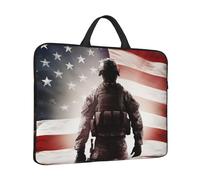 14 in Laptop Sleeve Bag Shockproof Laptop Case American Flag Soldier Computer Carrying Cover Briefcase with Handle