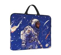 14 in Laptop Sleeve Bag Shockproof Laptop Case Black Astronaut on Blue Computer Carrying Cover Briefcase with Handle