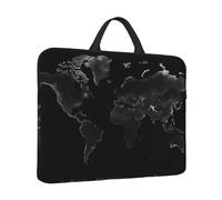 14 in Laptop Sleeve Bag Shockproof Laptop Case Black World Map Computer Carrying Cover Briefcase with Handle
