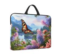 14 in Laptop Sleeve Bag Shockproof Laptop Case Butterfly Garden Computer Carrying Cover Briefcase with Handle