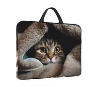 14 in Laptop Sleeve Bag Shockproof Laptop Case Cat Under Blanket Computer Carrying Cover Briefcase with Handle