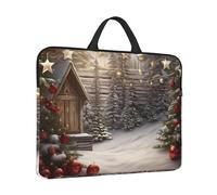 14 in Laptop Sleeve Bag Shockproof Laptop Case Christmas Wood Computer Carrying Cover Briefcase with Handle