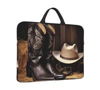 14 in Laptop Sleeve Bag Shockproof Laptop Case Cowboy Black Hat Western Boots Computer Carrying Cover Briefcase with Handle