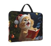 14 in Laptop Sleeve Bag Shockproof Laptop Case Cute Cat Sing Christmas Carols Computer Carrying Cover Briefcase with Handle