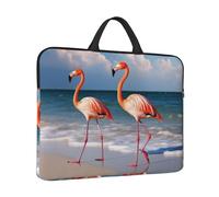14 in Laptop Sleeve Bag Shockproof Laptop Case Flamingo Walking on The Beach Computer Carrying Cover Briefcase with Handle