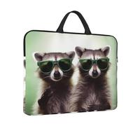 14 in Laptop Sleeve Bag Shockproof Laptop Case Funny Raccoon Green Sunglasses Computer Carrying Cover Briefcase with Handle