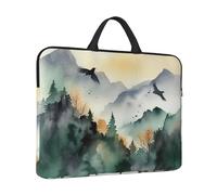 14 in Laptop Sleeve Bag Shockproof Laptop Case Mountain Birds Watercolor Computer Carrying Cover Briefcase with Handle