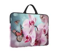 14 in Laptop Sleeve Bag Shockproof Laptop Case Orchid Flower Butterfly Soft Fresh Spring Computer Carrying Cover Briefcase with Handle