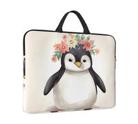 14 in Laptop Sleeve Bag Shockproof Laptop Case Penguin Wearing Flowers Computer Carrying Cover Briefcase with Handle