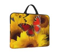 14 in Laptop Sleeve Bag Shockproof Laptop Case Yellow Sunflowers with Red Butterfly Computer Carrying Cover Briefcase with Handle