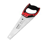 14 in. Pro Hand Saw, 11 TPI Fine-Cut Soft-Grip Hardpoint Handsaw Perfect for Sawing, Trimming, Gardening, Cutting Wood, Drywall, Plastic Pipes, Sharp Blade, Ergonomic Non-Slip Handle (red)