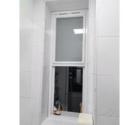14 in Wide Vertical Sliding Shed Window, Frosted Glass Privacy Window with White Frame, Basement Replacement Windows for Bathroom Playhouse Loft(14x55in/35x140cm)