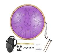 14 Inch 15 Notes Steel Tongue Drum, Hand Pan Drum with Drum Mallets Carry Bag, C Major Professional Ethereal Music Drums for Kids Beginner, Hand Drum Percussion Instruments White