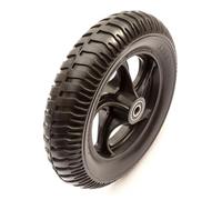 14'' Inch 3.25-8 Black Solid PU Tyre & Spoked Wheel Puncture Proof With Bearings Wheelbarrow Sack Truck Garden Cart