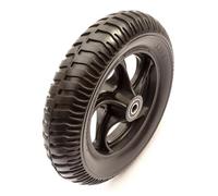 14'' Inch 3.25-8 Wheelbarrow Black Solid PU Tyre & Spoked Wheel Puncture Proof With 16mm Bore Bearing 85mm Hub Sack Truck Garden Cart