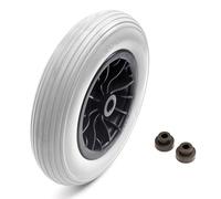 14 Inch 3.50-8 PU Puncture Proof Solid Tyre & Wheel 14'' PU Wheelbarrow Grey With Reducer Bushes 1 Ínch Or 1/2 Inch Bore