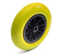 14'' Inch 3.50-8 PU Yellow Puncture Proof Solid Tyre & Wheel 14'' PU Wheelbarrow Barrow Includes Reducer Bushes 25mm to 13mm / 1'' to 1/2''