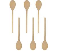 14 Inch (35cm) Inch Long Wooden Spoons for Cooking - Oval Wood Mixing Spoons for Baking, Cooking, Stirring - Sauce Spoons Made of Natural Beechwood - Set of 6