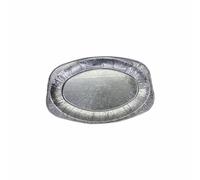 14" Inch Aluminum Foil Platters Rectangular-Oval Disposable Silver Embossed Foils Trays for Storing Prepping Parties Buffets Catering Food Reusable Foil Trays Freezer/Microwave/Oven Safe (Pack of 100)