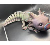 14-Inch Articulated Axolotl Toy - Zig Zag Red, blue, green - 3D Printed Fidget Animal for Display, Decor, Bath, Car Rides & Gifts