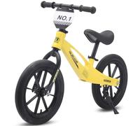 14 Inch Balance Bike for 3 4 5 6 Years Old Boys Girls | No Pedal Training Bicycle with Kickstand & Pump | Lightweight Magnesium Alloy Frame (yellow)