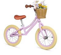 14 Inch Balance Bike for Kids, Lightweight Height-adjustable Bike with Removable Basket, Carbon Steel Frame and Rubber Pneumatic Tires, Toddler Balance Bike for 3,4,5,6, Years Old (Light Purple)