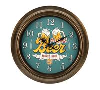 14-Inch Bar Buddy Home Bar Clock | Retro Vintage Wall Hanging Clock | Toughened Glass Cover | Battery Operated | Man Cave & Gift Idea for Men | Beer Served Here