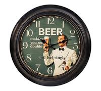 14-Inch Bar Buddy Home Bar Clock | Retro Vintage Wall Hanging | Toughened Glass Cover | Battery Operated | Man Cave & Gift Idea for Men | FEEL SINGLE