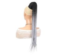 14 Inch Boho Braids Pre-Looped Synthetic Crochet Hair for Black Women,Drawstring Ponytail Extension Hair Extension for Daily Use(1B-BUG-RED)