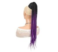 14 Inch Boho Braids Pre-Looped Synthetic Crochet Hair for Black Women,Drawstring Ponytail Extension(1B-PURPLE)