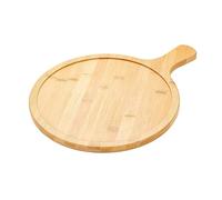 14 Inch Carved Bamboo Pizza Serving Tray Round Wooden ing Plate for Steak Bread and Cake Eco Friendly Flat Sle for Home Use