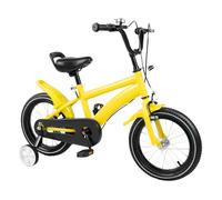 14 Inch Children's Bicycle with Training Wheels Suitable for Boys/Girls, Height Adjustable Carbon Steel Kids Bike with Stabilisers & Bell for 3-6 Years Old, Training Vehicles w/Fenders (Yellow)