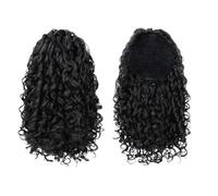 14 Inch Drawstring Curly Ponytail Extension for Women,Synthetic Clip in Pony Tails Hairpiece(1B)