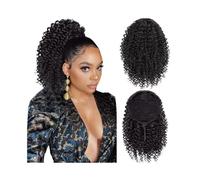 14 Inch Drawstring Ponytail Extension Synthetic Afro Kinky Curly Ponytail Hair Pieces Natural Color for Women