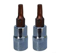 14 Inch Drive Socket for Torx Screwdriver Bits Set of 2, T8 and T40, Chrome Vanadium Steel ()